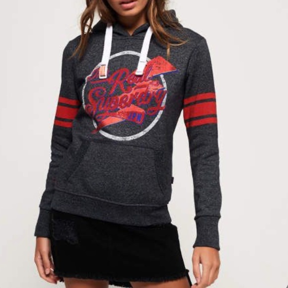 Superdry Tops - Superdry Womens Real Sparkle Hoodie in Eclipse Navy Grit./ Size XS